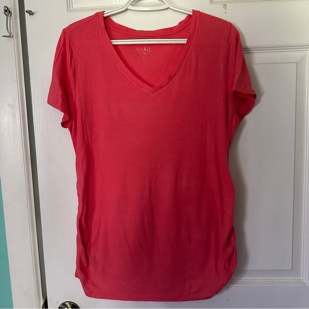 Isabel Maternity Coral Short Sleeve Tee Size Medium